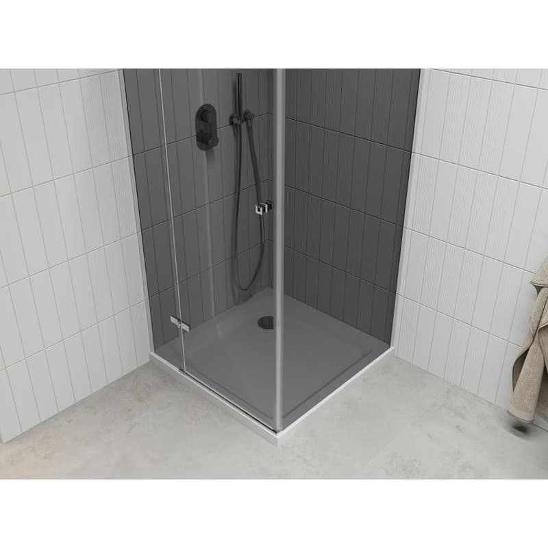 MEXEN/S - Roma sprchovací kút 80x80, grafit, chróm + biela vanička so sifónom 854-080-080-01-40-4010 4