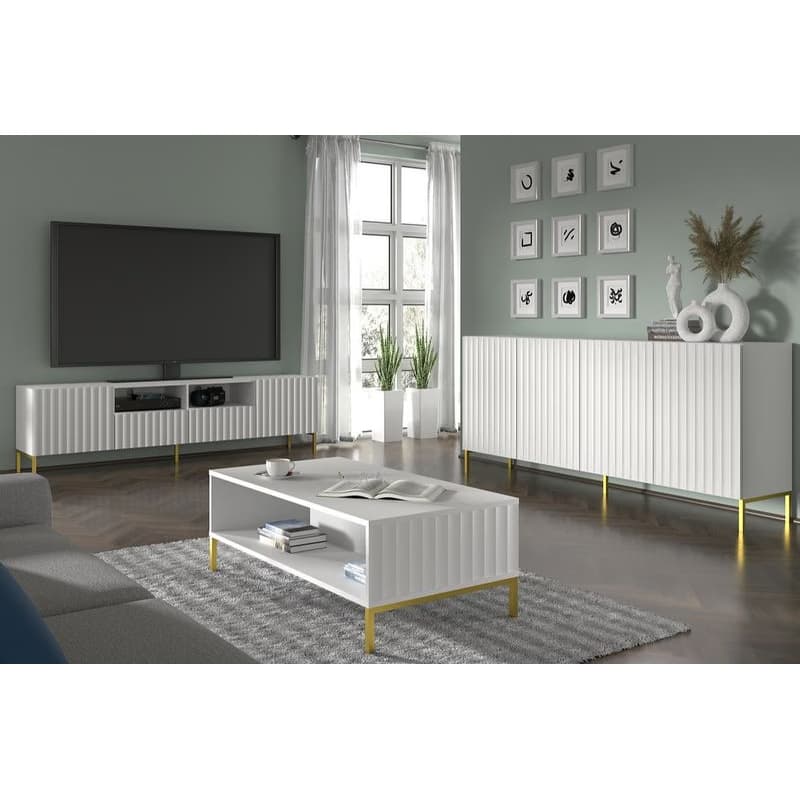 ArtBm Tv stolík WAVE 200 | 4D Prevedenie: Biela mat / čierne nohy 6
