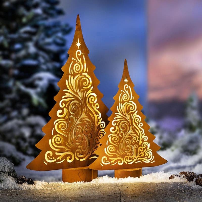 Kovová dekorácia LED Jedľa Ornament, sada 2 ks 1