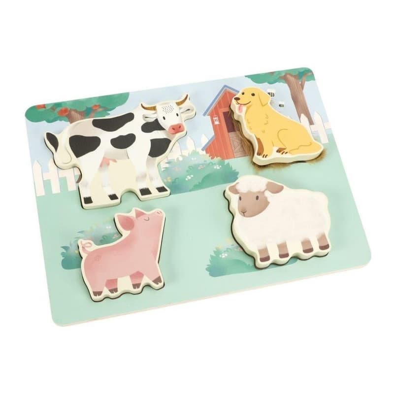 Drevené dotykové vkladacie puzzle pre deti - Farma 2