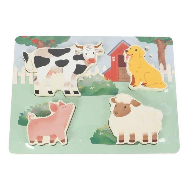 Drevené dotykové vkladacie puzzle pre deti - Farma 3