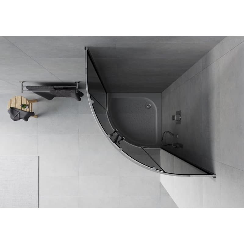 MEXEN/S - Rio štvrťkruhový sprchovací kút 70 x 70, grafit, chróm + vanička Rio 863-070-070-01-40-4710 4