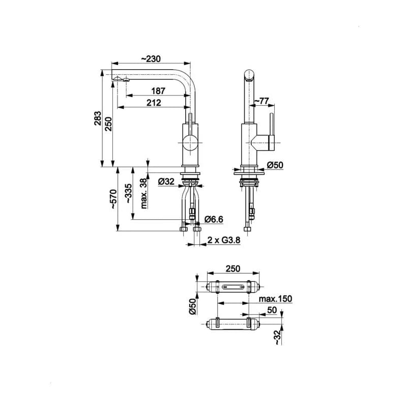 KFA KFA - Batéria drezová DUERO PURE BASIC, s filtráciou, nerez 6623-912-22 2