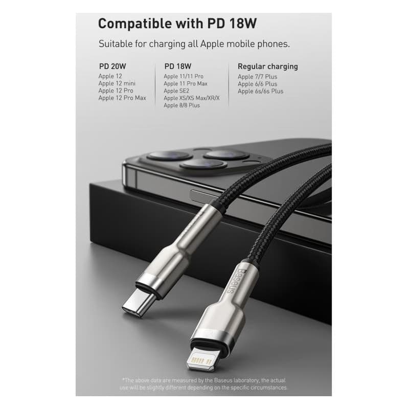 Baseus Cafule Series nabíjací / dátový kábel USB-C na Lightning PD 20W 2m, biela 5