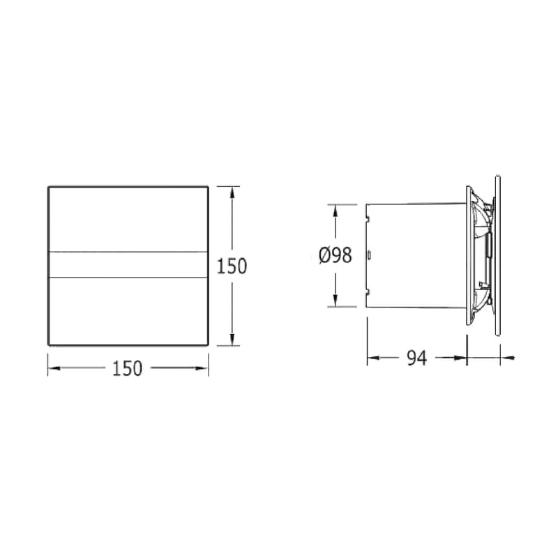 CATA - E-100 GBTH kúpeľňový ventilátor axiálny s automatom,4W/8W,potrubie 100, čierna 00900602 6