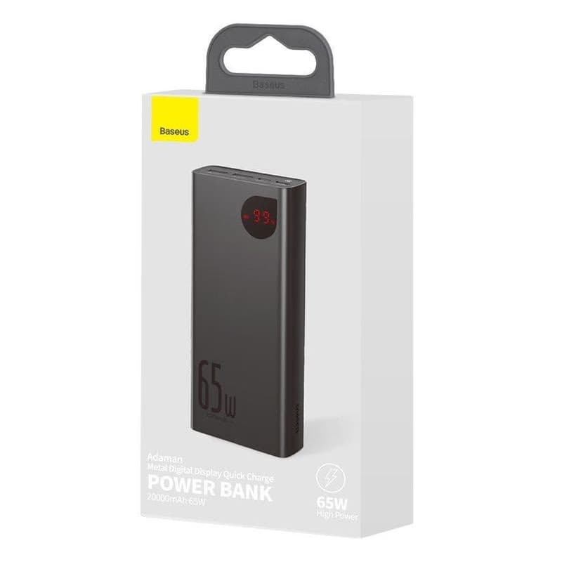 Baseus Adaman Metal Power Banka s digitálnym displejom QC + PD 20000mAh 65W, čierna + USB-A/USB-C kábel 30cm, čierna 3