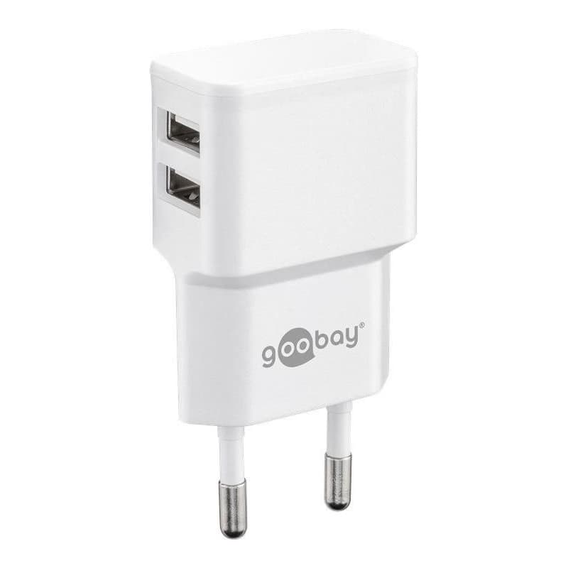 Goobay Napájací a nabíjací adaptér 230V na 2x USB, max.2, 4A, biely 1