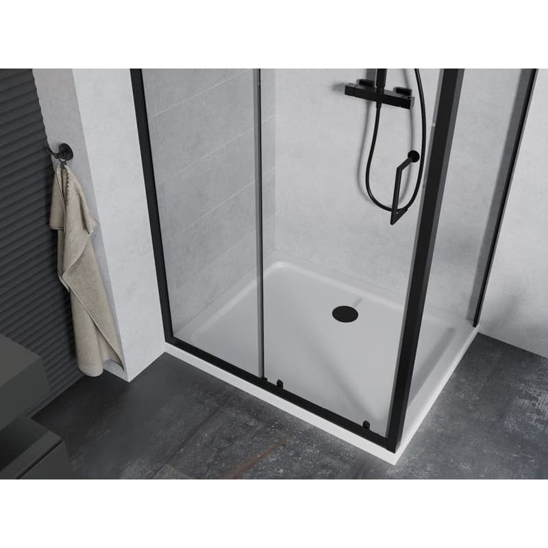 MEXEN/S - Apia Sprchovací kút 100x80, transparent, čierna + vanička so sifónom 840-100-080-70-00-4010B 4