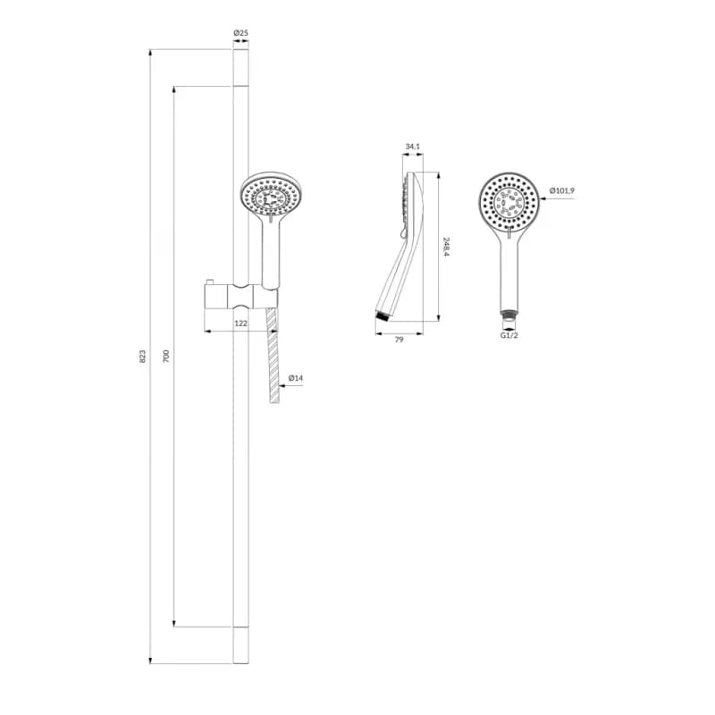 OMNIRES - YOSEMITE sprchová súprava s tyčou čierna /BLH/ YOSEMITE-SBL 3