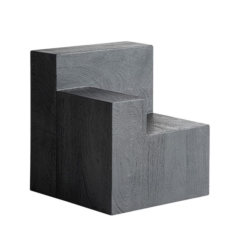 Estila Luxusný art deco geometrický masívny čierny príručný stolík Cubia Nera v štvorcovom tvare z masívneho mangového dreva 45 cm 1