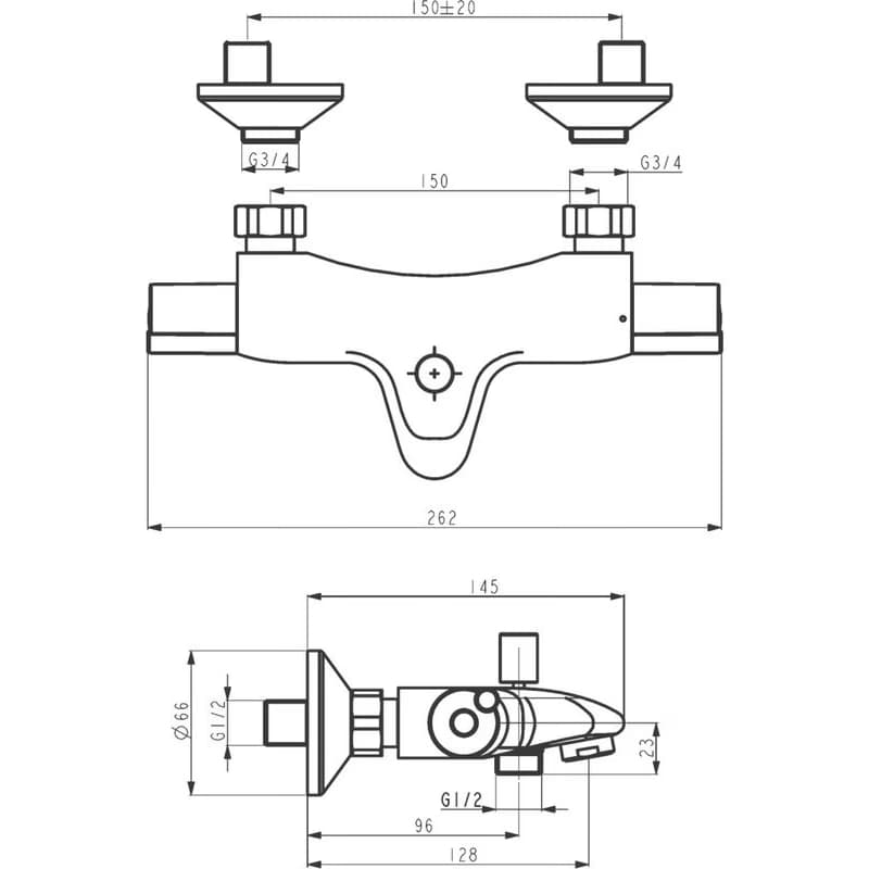 NOVASERVIS - Vaňová batéria termostatická bez príslušenstva150 Aqualight 2520/1,0 3