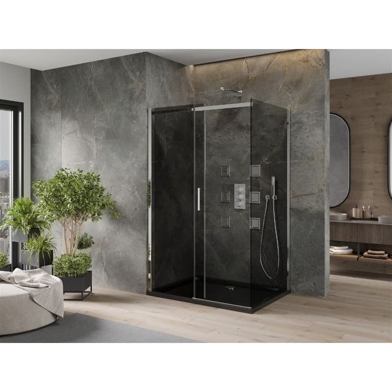 MEXEN/S - Omega sprchovací kút 100x80, grafit, chróm + čierna vanička so sifónom 825-100-080-01-40-4070 3