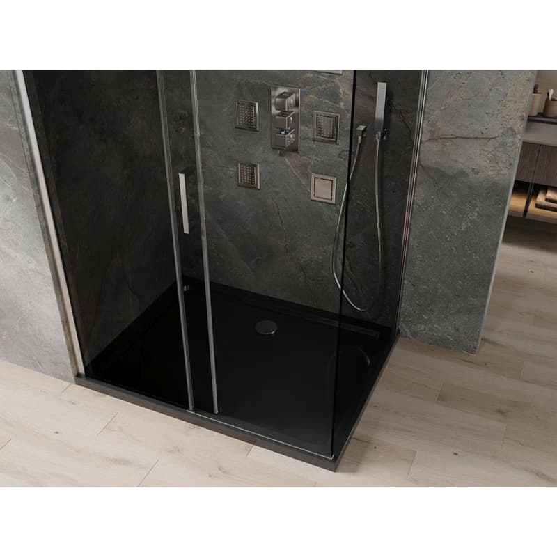 MEXEN/S - Omega sprchovací kút 100x80, grafit, chróm + čierna vanička so sifónom 825-100-080-01-40-4070 5