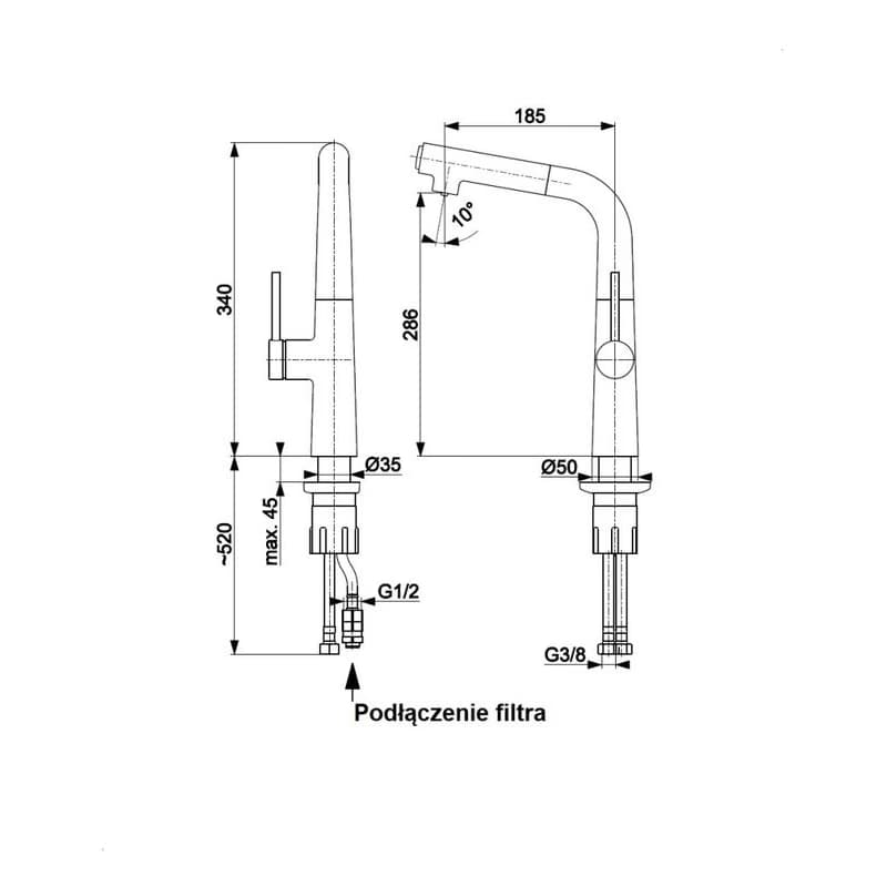 KFA KFA - Batéria MUNGO drezová stojanková s filtráciou, chróm 6733-914-00 2