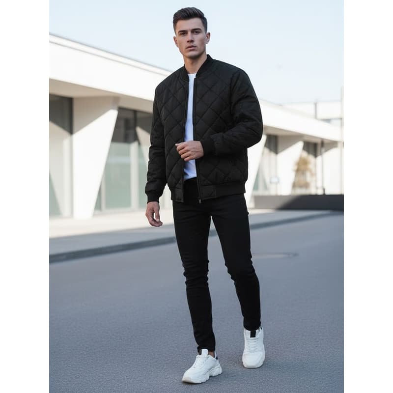 Čierna prešívaná pánska bunda (tx2215) 3