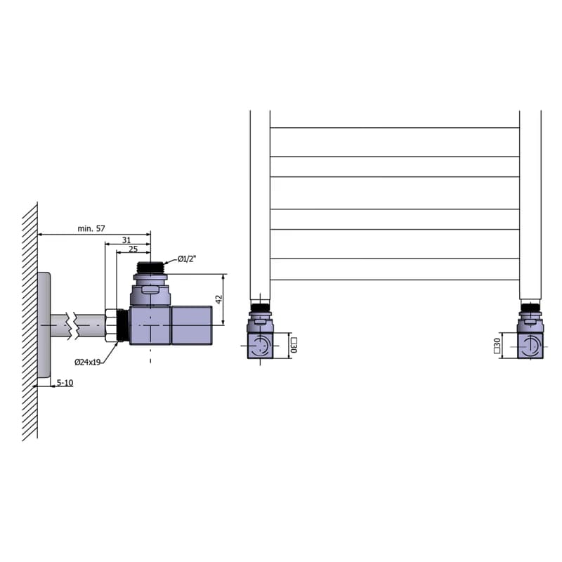 SAPHO - CUBE pripojovacia sada ventilov ručná rohová, čierna mat CP4510BS 2