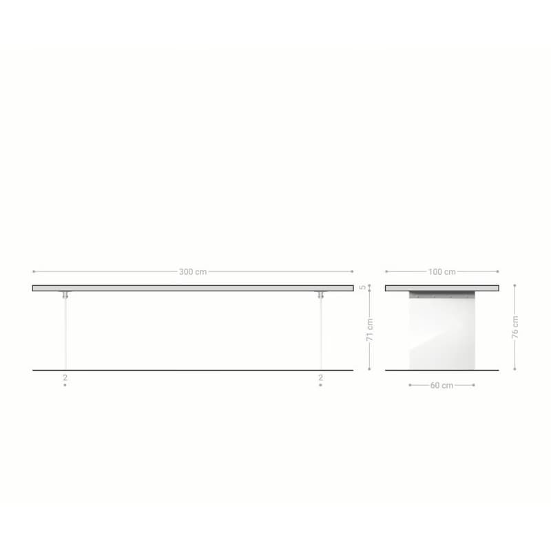 Jedálenský stôl Edge 300x100 XL akácia hnedá sklo Live-Edge 6