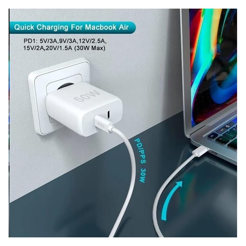 WG - Sieťová nabíjačka 2x USB-C 50W, 1x USB-C PD 30W + 1x USB-C PD 20W, biela 4