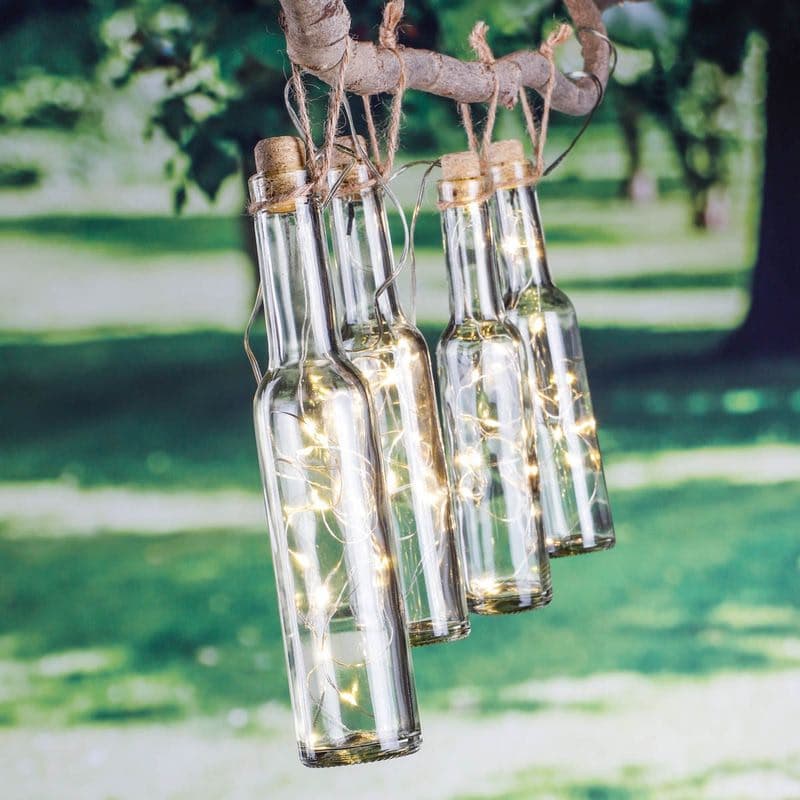 LED Solárne svetelné fľaše, 4 ks 1