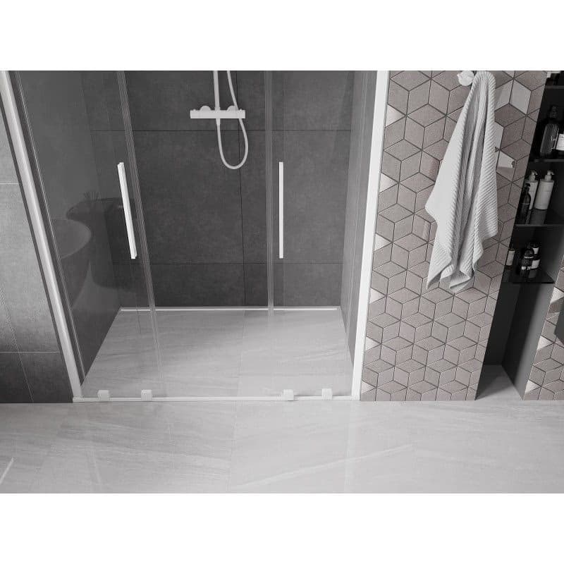 MEXEN/S - Velar Duo posuvné sprchové dvere 140, transparent, białe 871-140-000-02-20 2