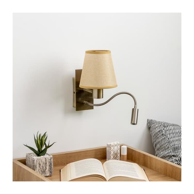 Brilagi - LED Nástenná lampa NUBILA 1xE27/25W/230V+LED/3W mosadz/svetlohnedá BG1557+BG1571 1