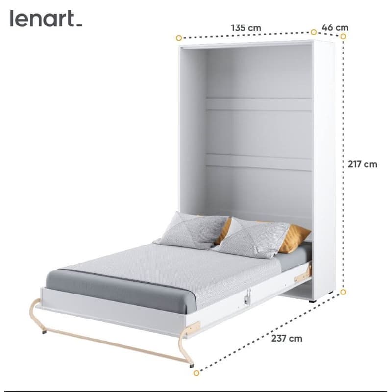 Dig-net nábytok Sklápacia posteľ Lenart Concept PRO CP-02 biely lesk | 120 x 200 cm 5