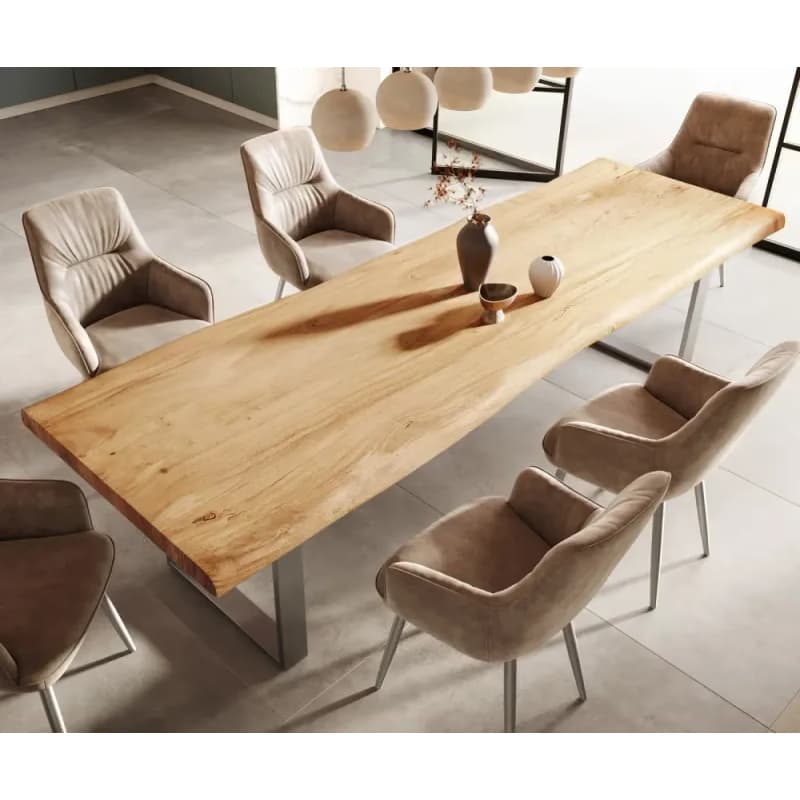 Jedálenský stôl Edge 300x100 XL akácia prírodná nerezová oceľ úzky 4