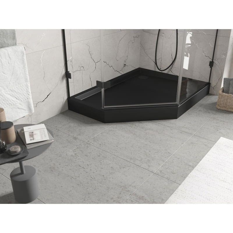MEXEN - Flow+ päťboká sprchová vanička pravá 100 x 80, čierna mat 46P708010RH 4