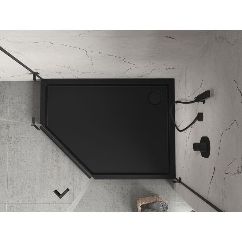 MEXEN - Flow+ päťboká sprchová vanička pravá 100 x 80, čierna mat 46P708010RH 5