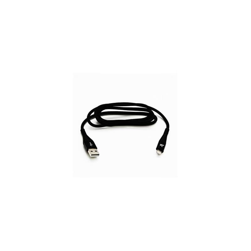 Logo USB kábel (2.0), USB A samec - Apple Lightning samec, 2m, MFi certifikácia, 5V/2,4A, černý, box, nylonové opletenie, hliníko 2