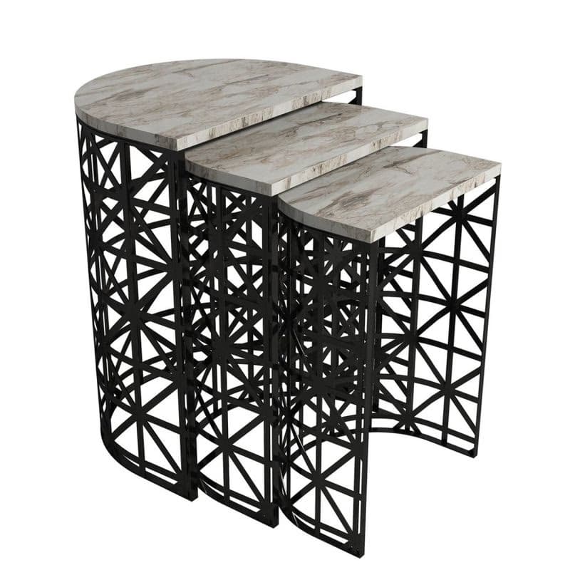 Sada odkladacích stolíkov (3 kusy) Stil - White Marble 2