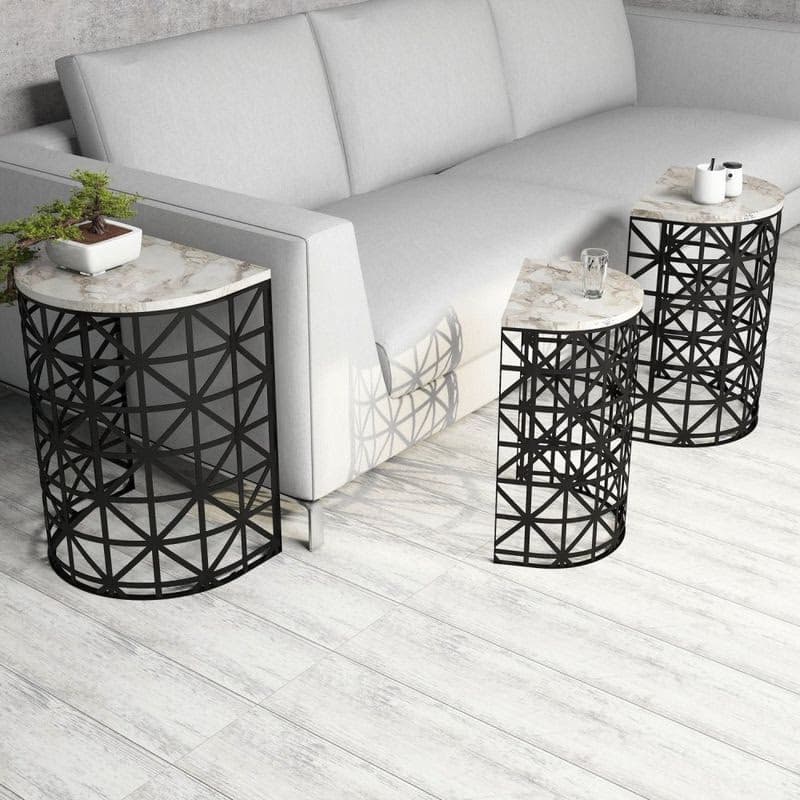 Sada odkladacích stolíkov (3 kusy) Stil - White Marble 4