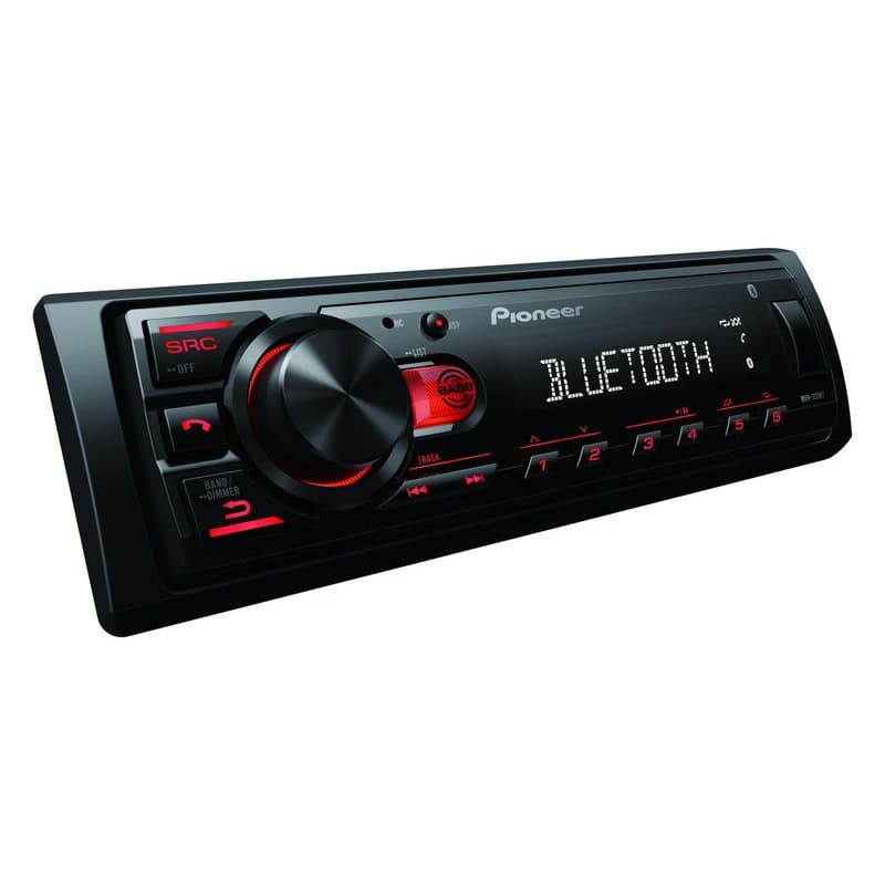 Pioneer MVH-230 autorádio s USB a Bluetooth s integrovaným mikrofónom červené 2