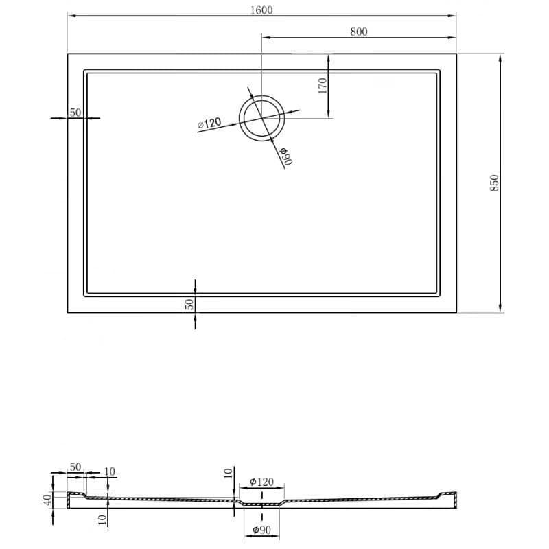 MEXEN - Flow sprchová vanička obdĺžniková slim 85 x 160, čierna mat 46R708516 6