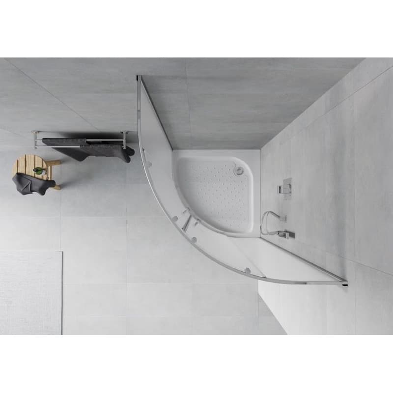 MEXEN/S - Rio štvrťkruhový sprchovací kút 80 x 80, dekor/mráz, chróm + vanička Rio 863-080-080-01-30-4710 4