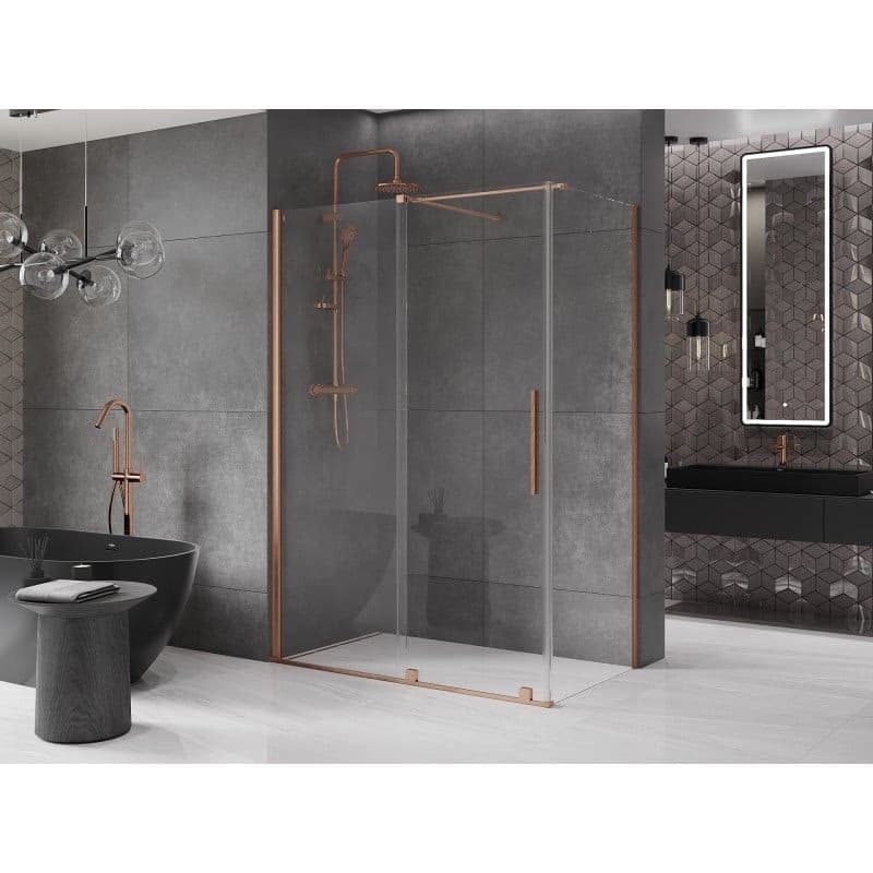 MEXEN/S - Velár sprchovací kút 130 x 75, transparent, kartáčovaná meď 871-130-075-01-65 5