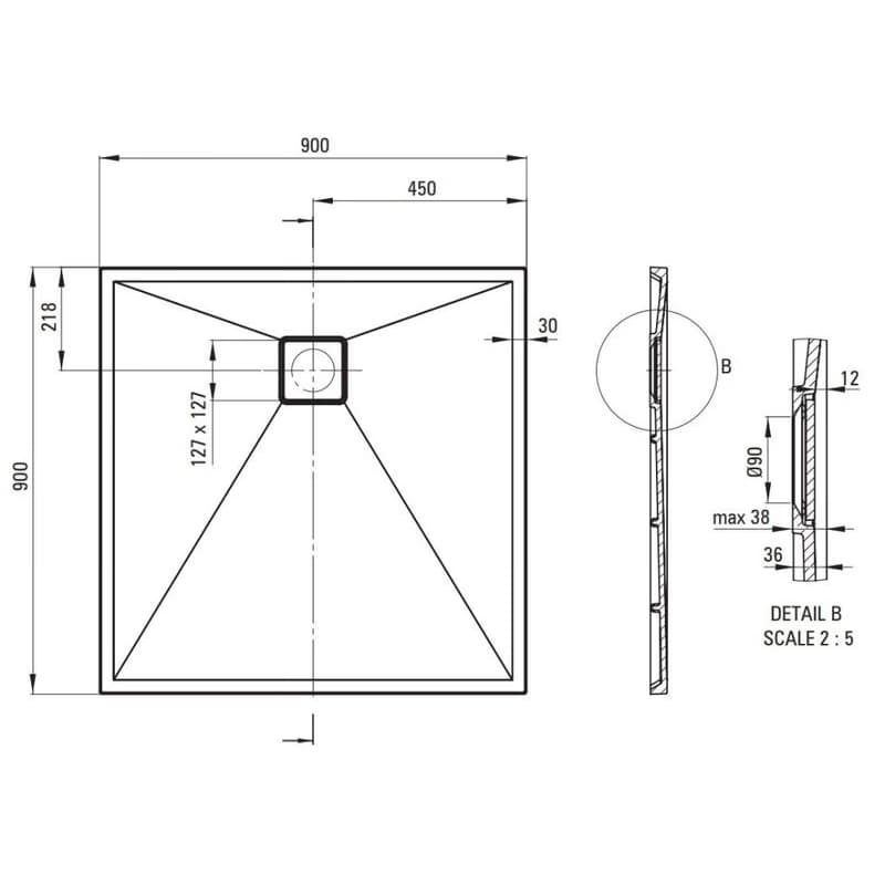 Deante Correo 90 x 90 cm KQR_A41B 3