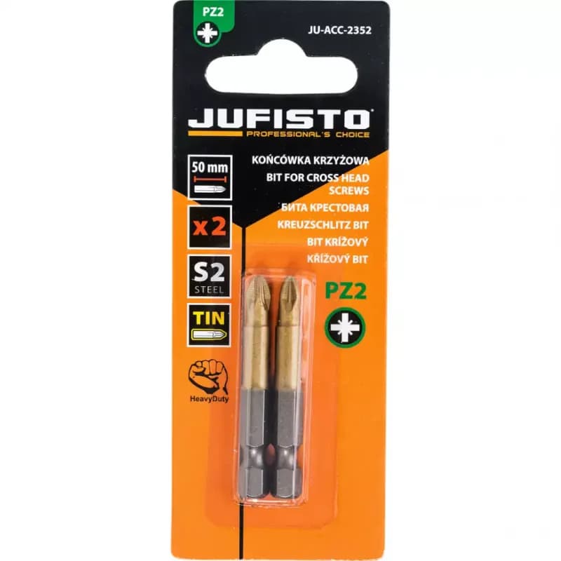 Krížový bit, titánový S2, PZ2 x 50 mm, 2 ks, Jufisto 1