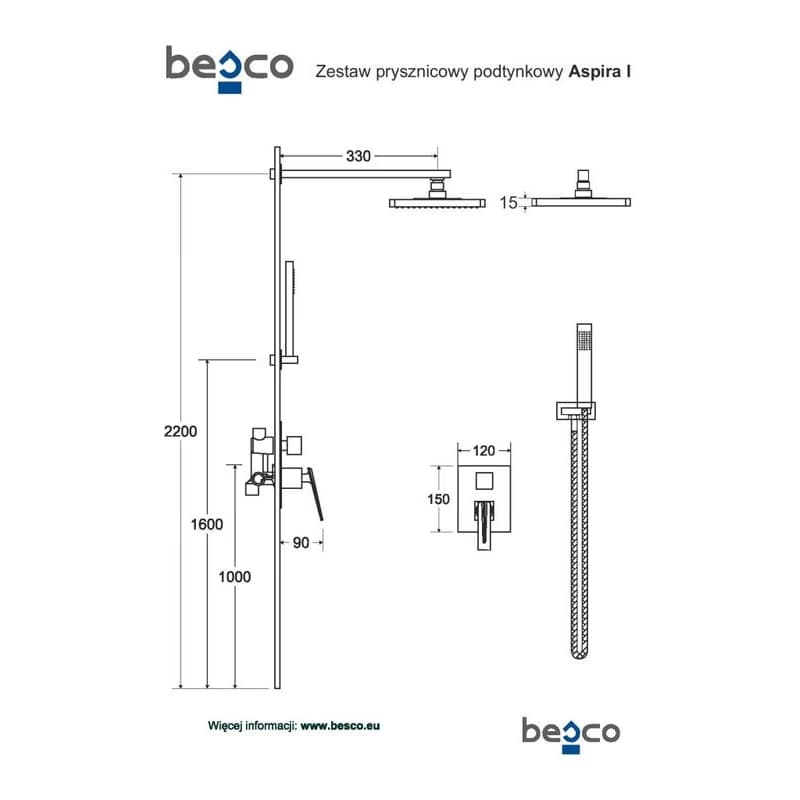 BESCO BESCO - Podomietkový sprchový set ASPIRA I čierna BABPAICZ 2