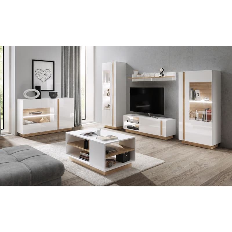 ArtLas Vitrína ARTENS 138 s LED | dub grandson/biely lesk 2