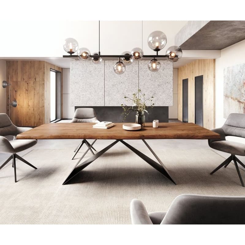 Jedálenský stôl Edge 260x100 XL akácia hnedá podstava v tvare V plochá 2