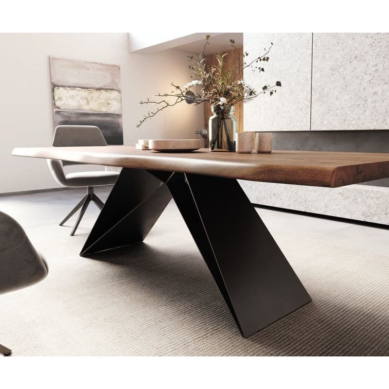 Jedálenský stôl Edge 260x100 XL akácia hnedá podstava v tvare V plochá 5