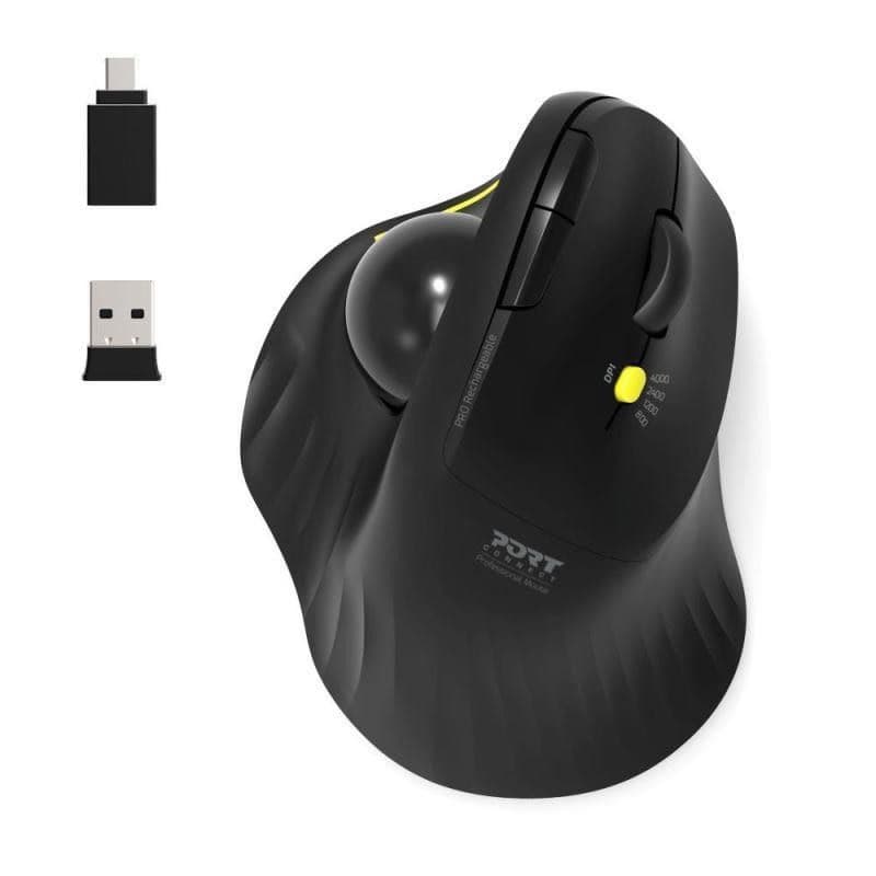 PORT bezdrôtová ergonomická myš ERGONOMIC TRACKBALL, 2, 4 Ghz & Bluetooth, USB-A/C, čierna 1