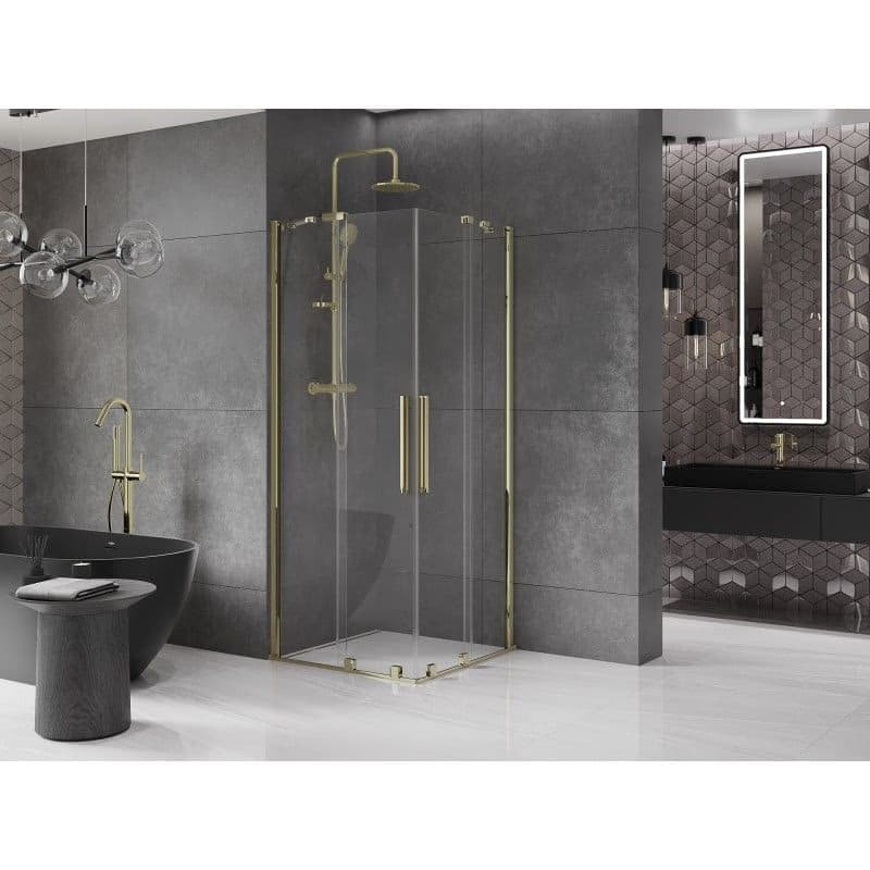 MEXEN/S - Velar Duo štvorcový sprchovací kút 90 x 90, transparent, zlatá 871-090-090-02-50 6