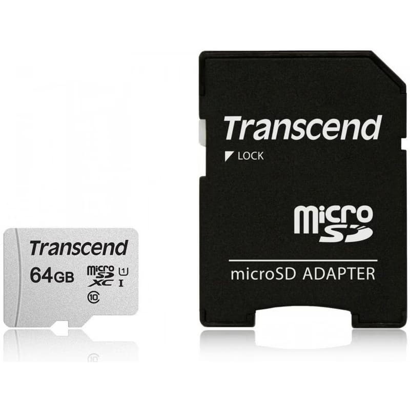 TRANSCEND MicroSDXC karta 64GB 300S, UHS-I U1 + adaptér 4