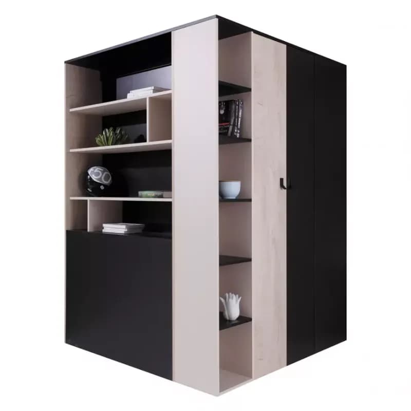 Skriňa Planet  Pl1 L/P čierna/Dub/béžová 1