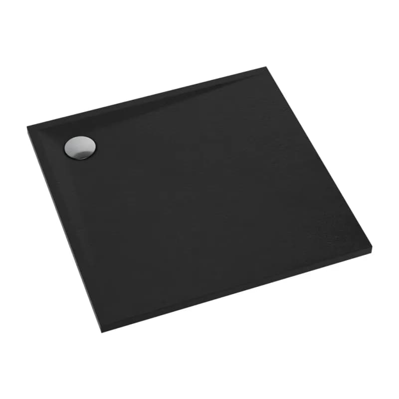OMNIRES - STONE štvorcová sprchová vanička s kamennou štruktúrou, 90 x 90 cm čierna mat /BLM/ STONE90/KBL 2