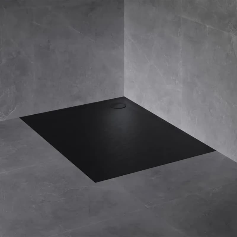 OMNIRES - STONE štvorcová sprchová vanička s kamennou štruktúrou, 90 x 90 cm čierna mat /BLM/ STONE90/KBL 3