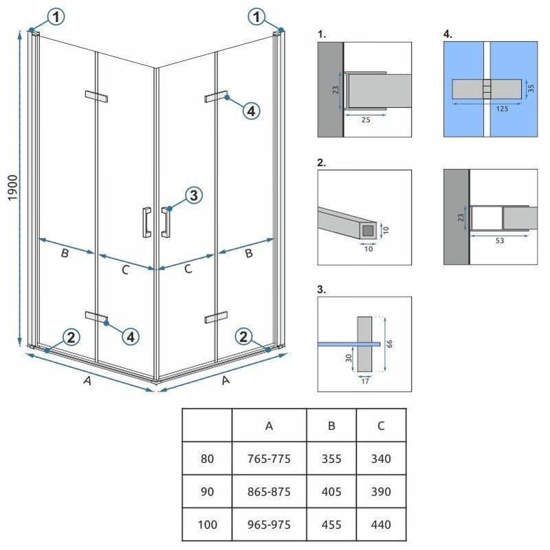REA - Sprchová kabína Molier Chrome Double 90x90 KPL-K6372 4