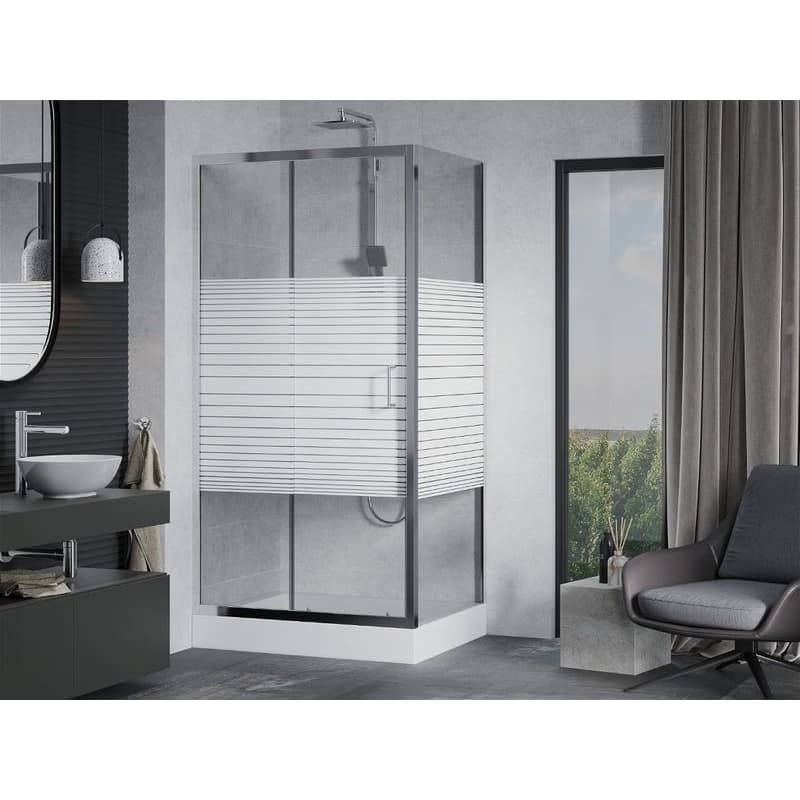 MEXEN/S - Apia Sprchovací kút 120x80, pruhy, chróm + vanička Rio 840-120-080-01-20-4510 2